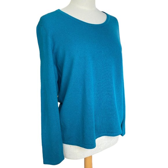 Lands' End 100% Cashmere Sweater Sz XL Teal Blue Old Money Quiet Luxury - Picture 9 of 9